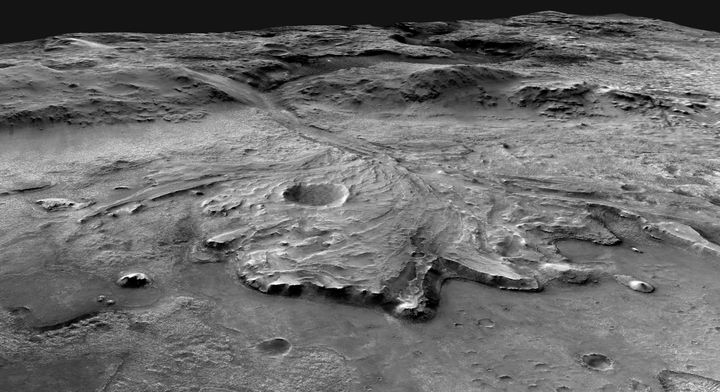 Survolez en 3D le cratère Jezero, sur Mars, où va se poser Perseverance